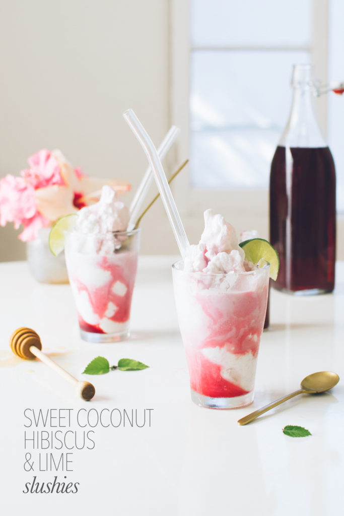 Coconut, Hibiscus & Lime Slushie Check out 29 Mixed Drinks Recipes For Labor Day 2015 at https://homemaderecipes.com/mixed-drinks-for-labor-day-2015/